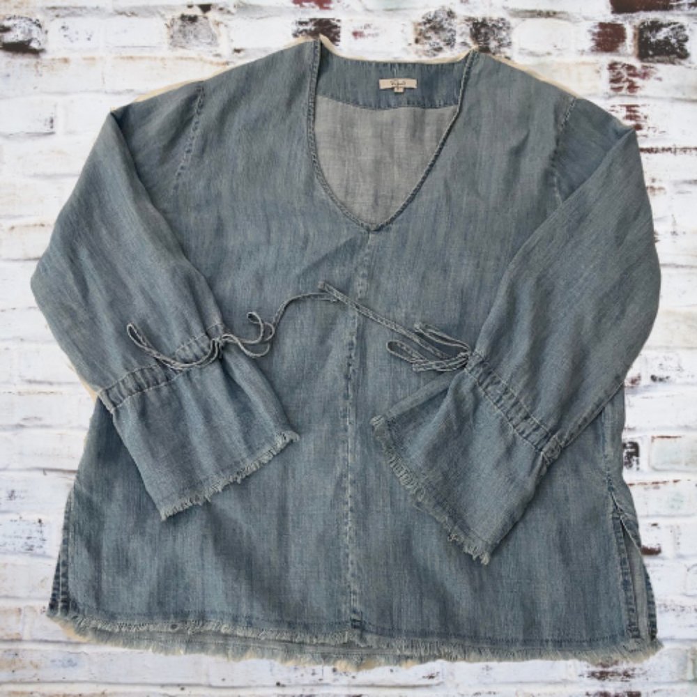 Rails Zimi Linen Blend Denim Chambray Top - image 1